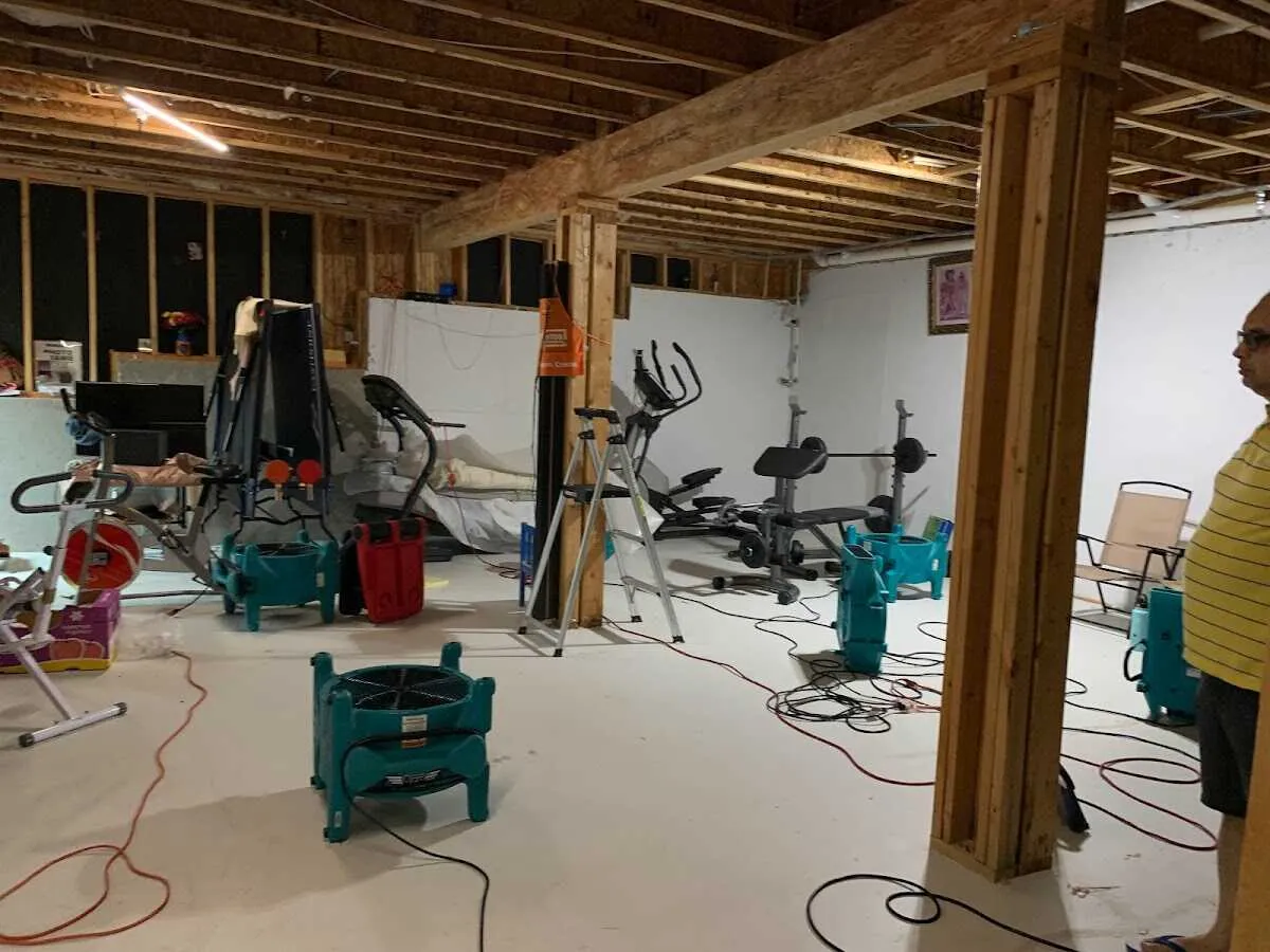 Basement drying equipment setup for Structural Drying in Closter
